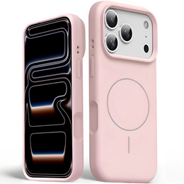 Силиконовый чехол для iPhone 17 Pro Max, для MagSafe, противоударный, розовый