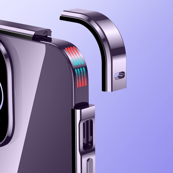 Чехол для iPhone 15, Magnetic Dual Glass, фиолетовый