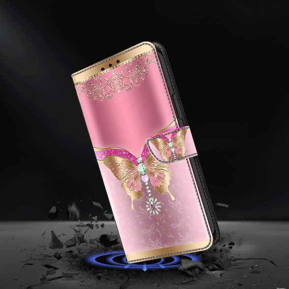 Откидной чехол для Xiaomi Redmi Note 12 4G, Wallet Butterfly, розовый