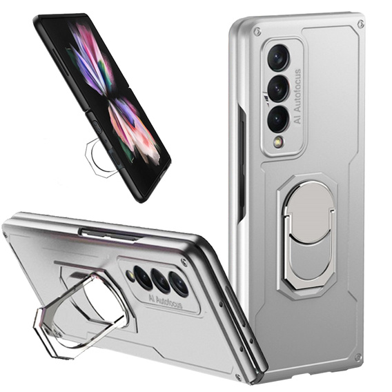 Чехол GKK KickStand Ring до Samsung Galaxy Z Fold3 5G, Cam Shield, Silver