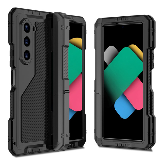 Бронированный чехол для Samsung Galaxy Z Fold6 5G, алюминиевый, с подставкой и местом для стилуса, чёрный