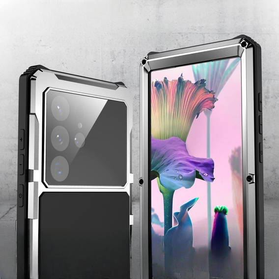 Чехол для Samsung Galaxy S23 Ultra, R-JUST, бронированный, серебристый