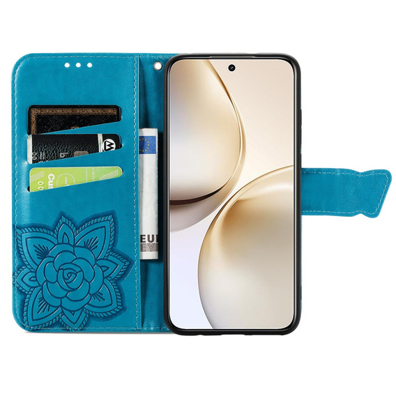 Откидной чехол для Realme 14 Pro 5G, Butterfly, синий