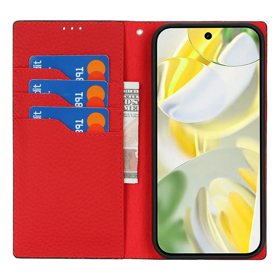Чехол с откидной крышкой для Google Pixel 10 Pro XL, кожа Litchi Grain, черный
