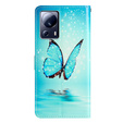 Откидной чехол для Xiaomi 13 Lite, Wallet, butterfly, синий