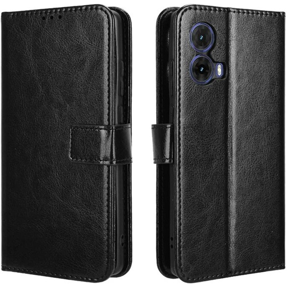 Откидной чехол для Motorola Moto G85, Crazy Horse Wallet, чёрный