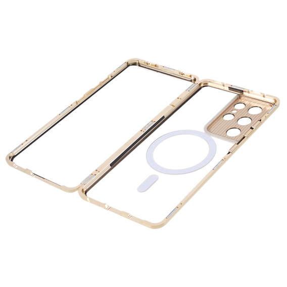 Магнітний чохол Dual Glass MagSafe для Samsung Galaxy S21 Ultra, золотий