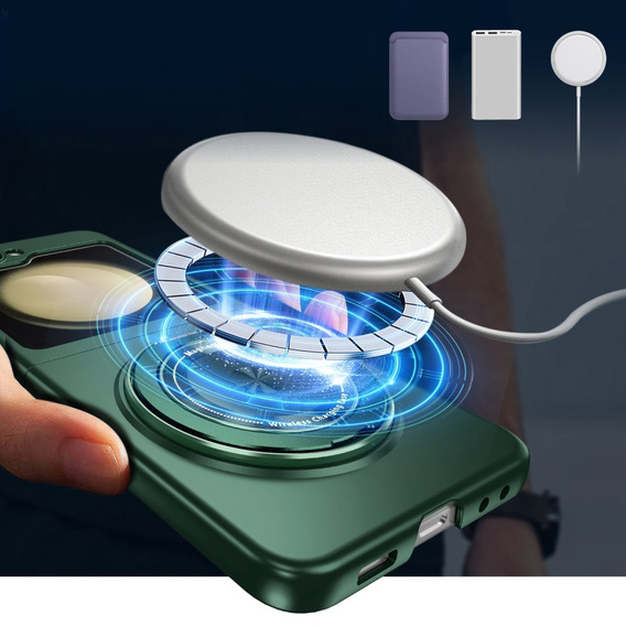 Чехол GKK для Galaxy Z Flip 5 5G, углы Dropproof MagSafe, прозрачный / фиолетовый