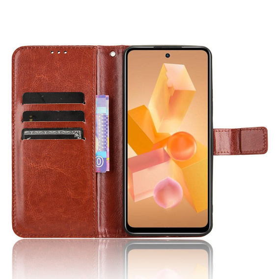 Футляр з клапаном для Infinix Hot 40i, Crazy Horse Wallet, коричневий