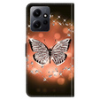 Чохол-книжка для Xiaomi Redmi Note 12 4G, Wallet, butterfly and crystals, чорний