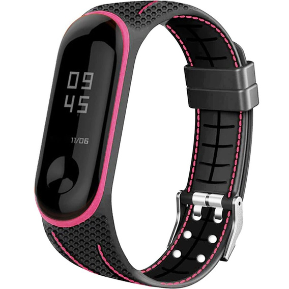 Силиконовый ремешок для Xiaomi Mi Band 5/6/7/7 NFC, Black/Pink