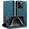 Чехол для iPhone 15 Pro Max, ERBORD Vintage, бумажник с клапаном, синий