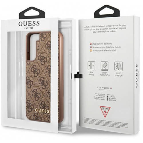 Чехол GUESS до Samsung Galaxy S23, 4G Metal Gold Logo, коричневый