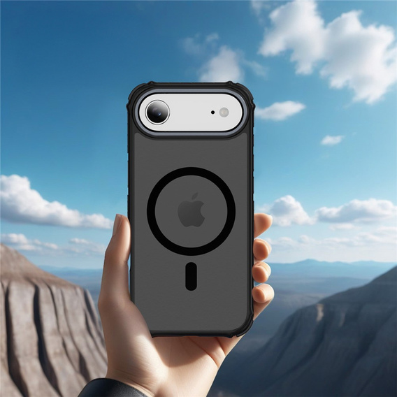 Матовий чохол для iPhone Air, броньований, для MagSafe, димчастий з чорними боковинами