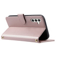 Чохол-сумка для Samsung Galaxy S25 FE, Rhombus Crossbody Leather, рожевий rose gold