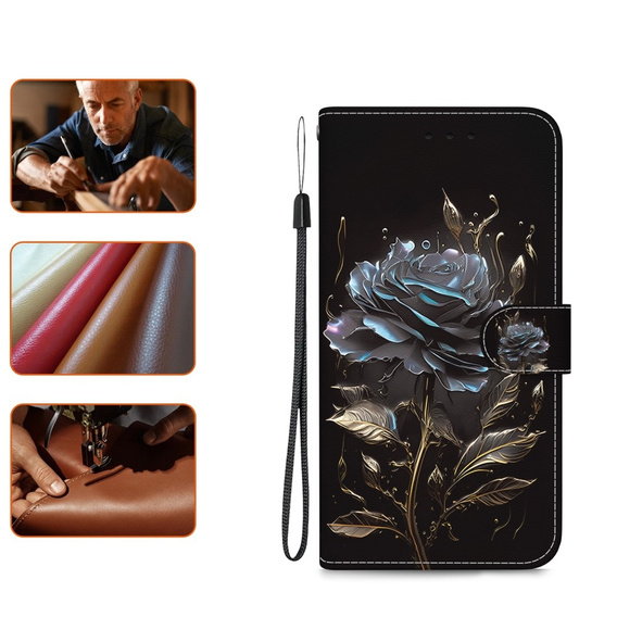 Откидной чехол для Infinix Hot 40i, Wallet, Rose чёрный