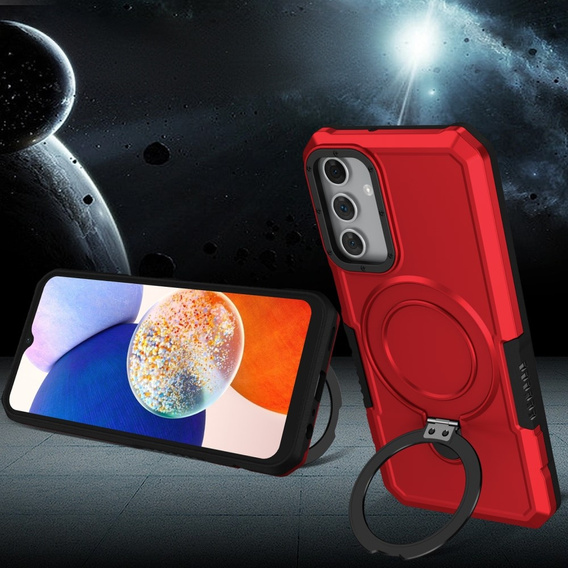 Чехол до Samsung Galaxy A15 5G, Kickstand Ring, чёрный + стекло 9H