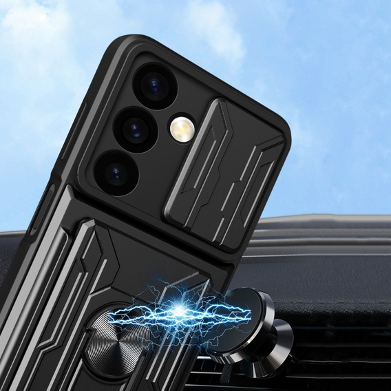 Бронированный чехол для Samsung Galaxy S24, Camera Slide Card Slot, чёрный