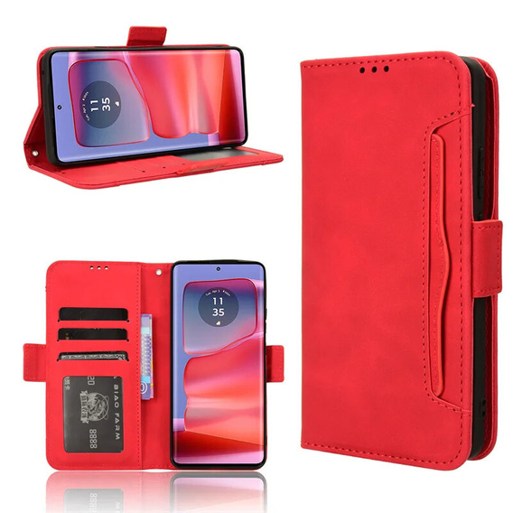 Откидной чехол для Motorola Edge 50 Pro, Card Slot, красный