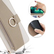Откидной чехол для iPhone 15, Wallet Zipper Pocket, с зеркалом, белый