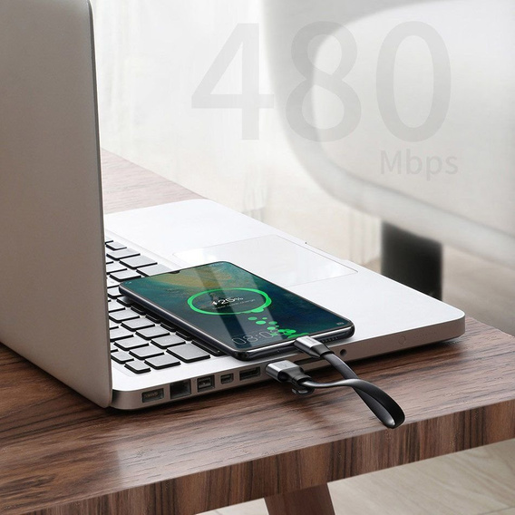 BASEUS Плоский Кабель USB Type-C SC5A/QC3.0 23cm - Black
