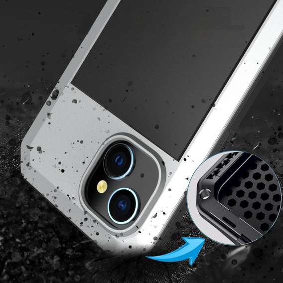 Чохол для iPhone 15, броньований, з інтегрованим склом, сріблястий