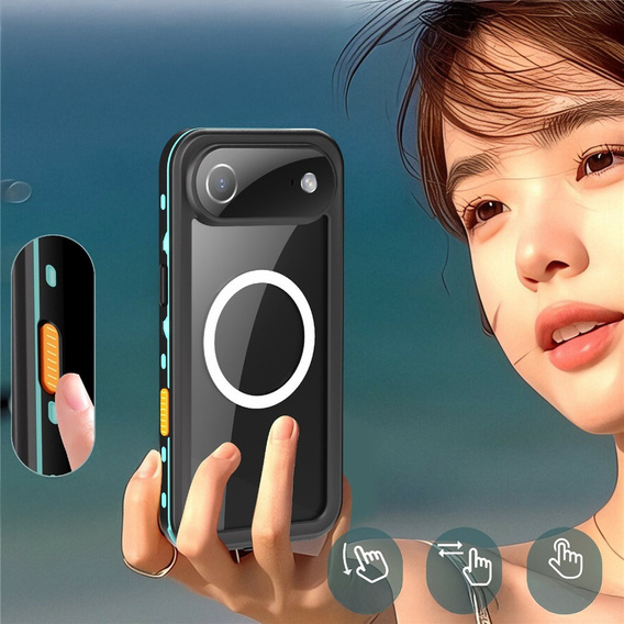 Чохол для iPhone Air, водонепроникний IP68, SHELLBOX MagSafe, синій