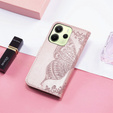Чохол-книжка для Xiaomi Redmi Note 14 4G, Butterfly, рожевий rose gold