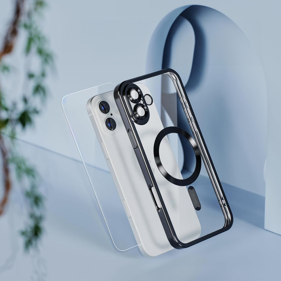 Чохол для iPhone 16 Plus, Electro MagSafe, чорний + Скло на екран