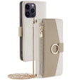 Флип-кейс для iPhone 14 Pro Max, Wallet Zipper Pocket, с зеркалом, белый
