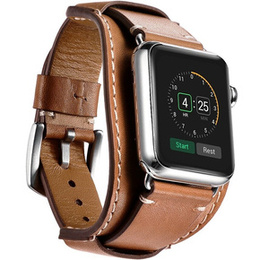 Кожаный ремешок для Apple Watch 1/2/3/4/5/6/7/8/SE/Ultra 42/44/45/49 мм, коричневый