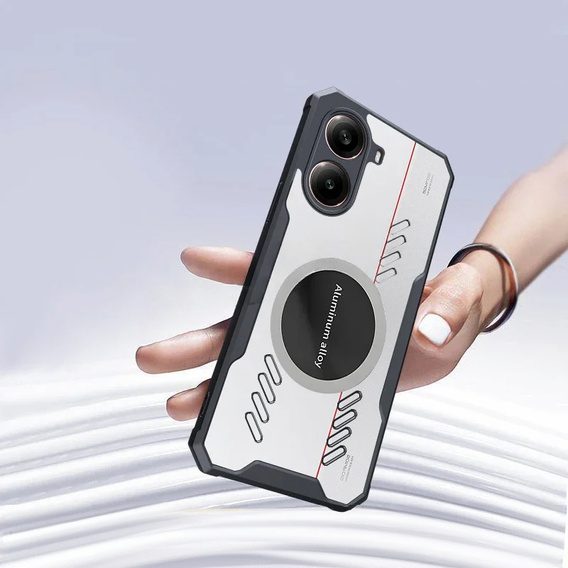 Чехол для Xiaomi Poco X7 Pro 5G, с магнитной пластиной, прозрачный / черный