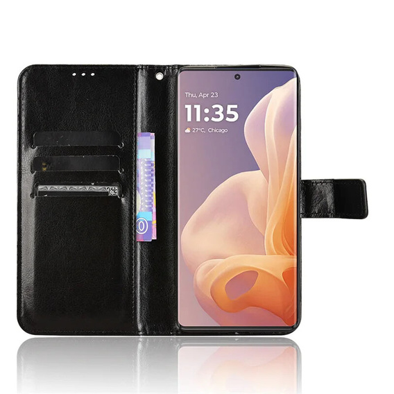 Откидной чехол для Motorola Moto G85, Crazy Horse Wallet, чёрный