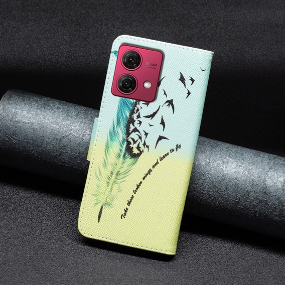 Откидной чехол для Motorola Moto G84 5G, Wallet, feather, синий