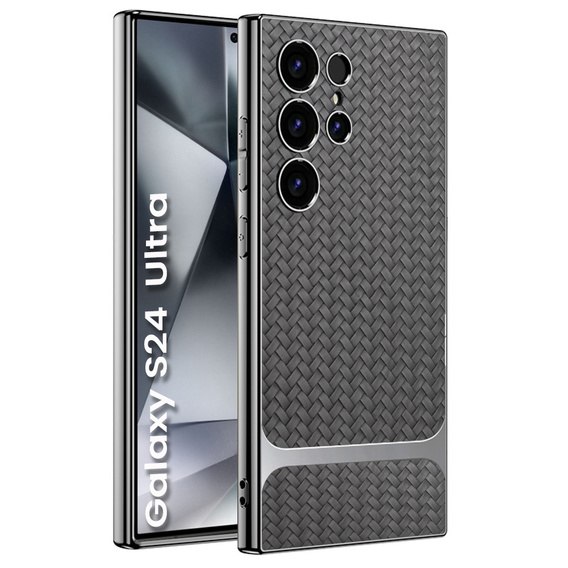 Чехол до Samsung Galaxy S24 Ultra, GKK Woven Leather, серый