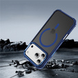 Матовый чехол для iPhone 17 Pro, бронированный, для MagSafe, дымчатый с синими боками