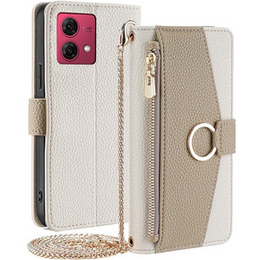 Чохол-книжка для Motorola Moto G84, Wallet Zipper Pocket, з дзеркалом, білий