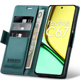 Чехол для Realme C67 4G, ERBORD Glossy Litchi, кошелек с клапаном, зелёный
