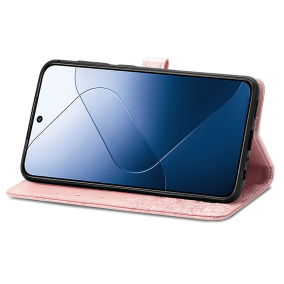 Чохол-книжка для Xiaomi 14T Pro, Mandala, рожевий rose gold