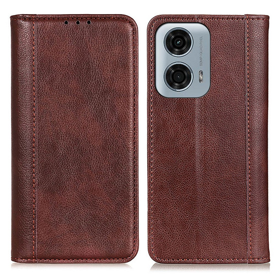 Чехол до Motorola Moto G24 / G24 Power / G04, Wallet Litchi Leather, коричневый