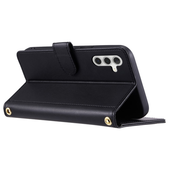 Чохол-сумка для Samsung Galaxy A36 5G, Rhombus Crossbody Leather, чорний