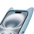 Чехол для iPhone 16, для MagSafe, Cute Cat, синий + стекло для экрана