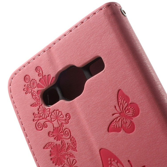 Откидной чехол для Samsung Galaxy J3 2016, Butterfly, розовый