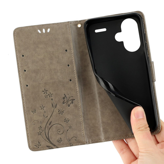 Чохол-книжка для Xiaomi Redmi Note 13 Pro+, Butterfly, сірий