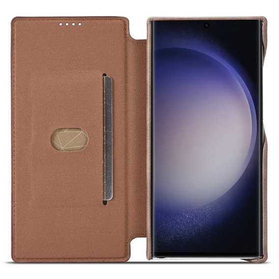 Чохол-книжка для Samsung Galaxy S23 Ultra, ERBORD Retro, коричневий