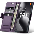 Чохол для Xiaomi 14T, ERBORD Glossy Litchi, гаманець з клапаном, фіолетовий