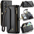 Чохол CASEME для Samsung Galaxy S24 FE, RFID Leather Wallet з плечовим ременем, чорний