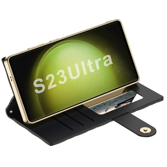 Флип-кейс для Samsung Galaxy S23 Ultra, GKK Mirror Wallet, чёрный