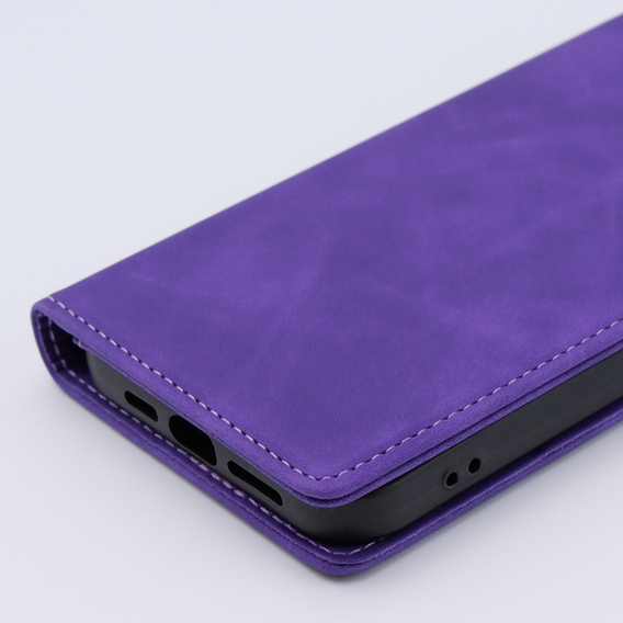 Чехол для iPhone 15 Pro, ERBORD Vintage, бумажник с клапаном, фиолетовый