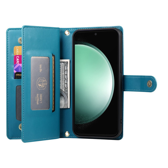 Откидной чехол для Samsung Galaxy S24 FE, Wallet Zipper Pocket, синий